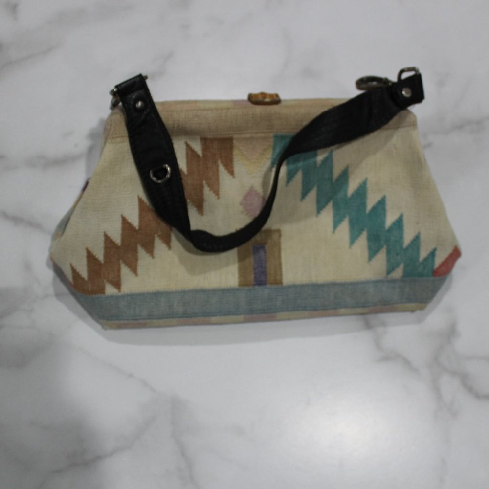 Vintage T. Cappelli Woven Carpet Apothecary Bag